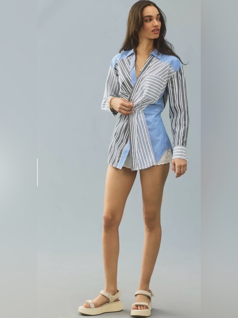 Pilcro/ Antropology- Cotton Blend-down shirt